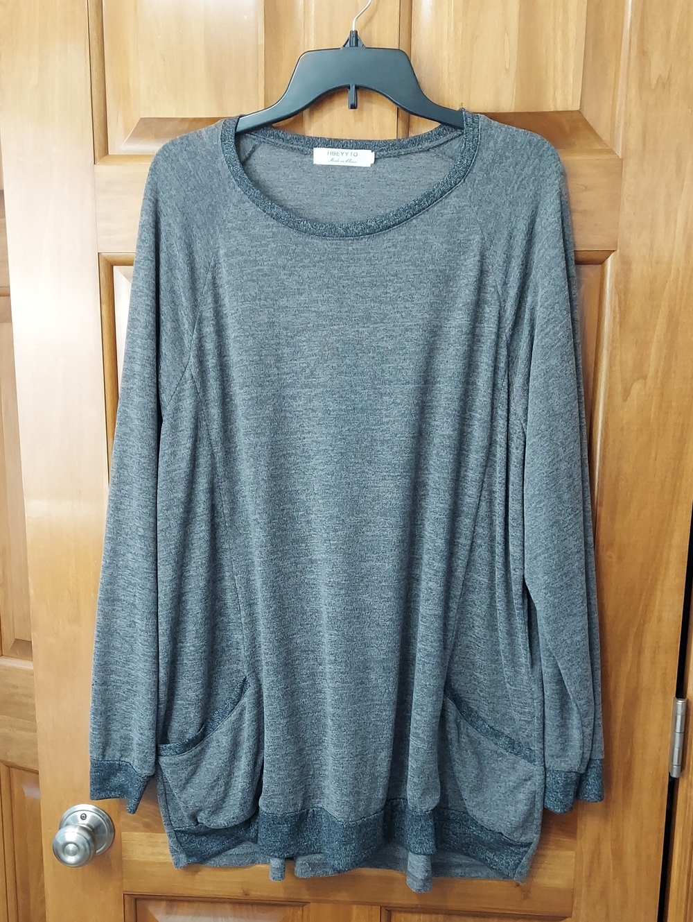 Hbeyyto Grey Long Sleeve Soft Knit Tunic Sweater with Pockets, Size 4X Like New▪